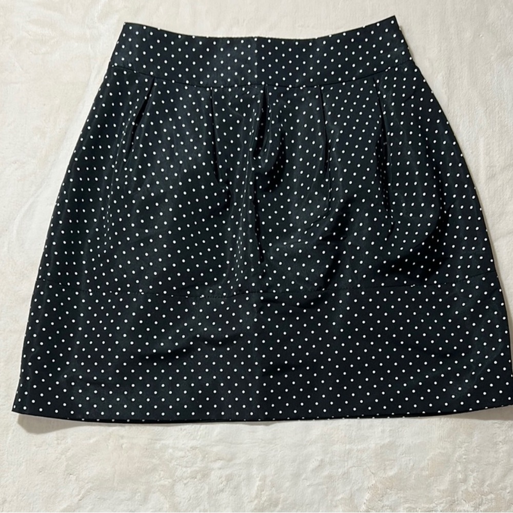 Zara White and Black Knee-Length A-Line Skirt